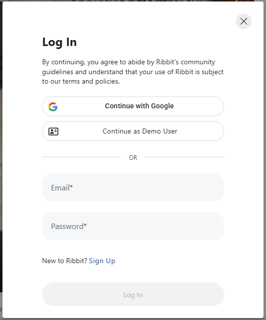 Log In form