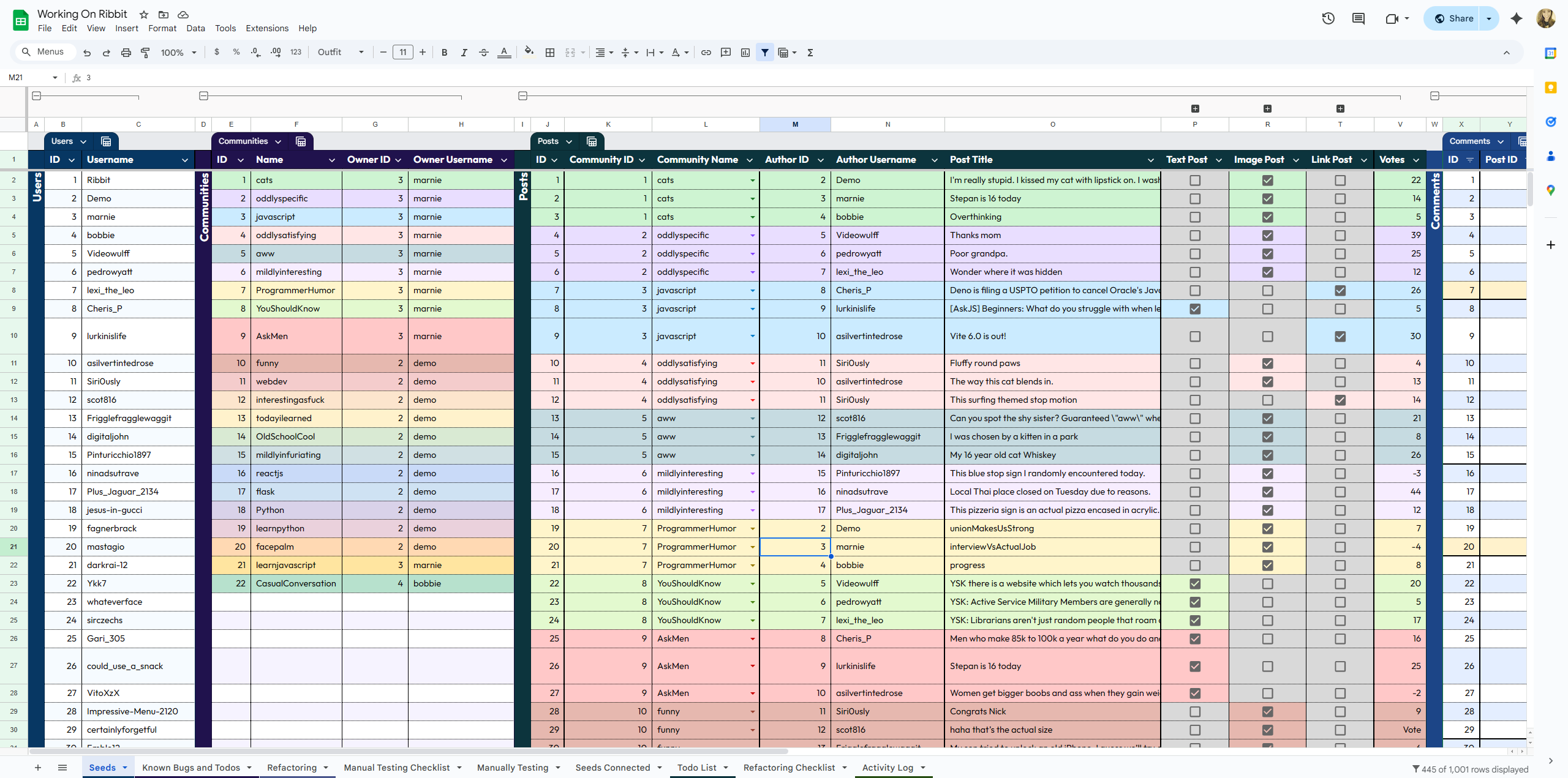 World-Building Spreadsheet